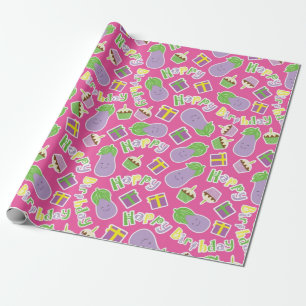 Eggplant Birthday Pattern Wrapping Paper