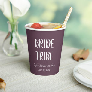 Eggplant Bride Tribe Bachelorette Party Paper Cups