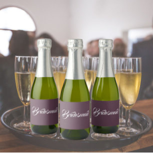 Eggplant Bridesmaid Simple Stylised Script Sparkling Wine Label