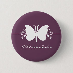 Eggplant Butterfly Swirls Button