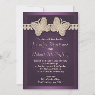 Eggplant Butterfly Wedding Invitations