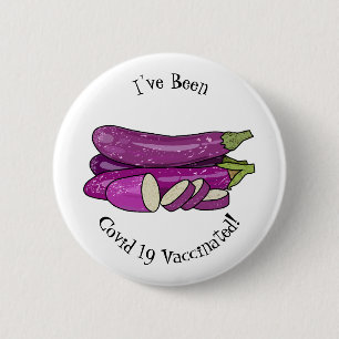 Eggplant cartoon illustration 6 cm round badge
