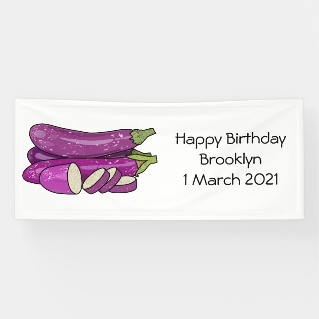 Eggplant cartoon illustration banner (Horizontal)