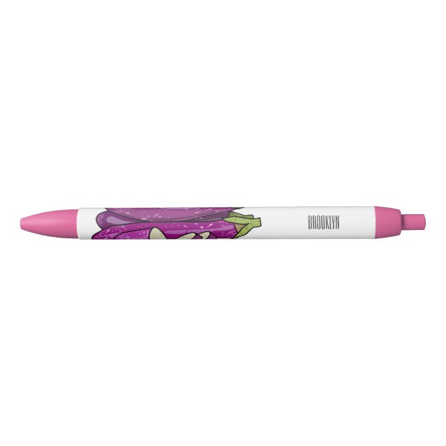 Eggplant cartoon illustration black ink pen (Front)