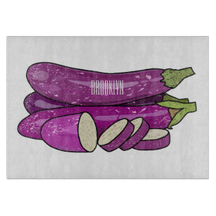 Eggplant cartoon illustration cutting board