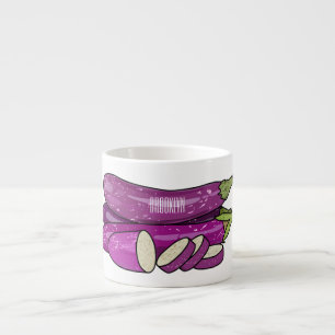 Eggplant cartoon illustration espresso cup