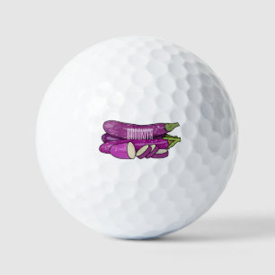 Eggplant cartoon illustration golf balls