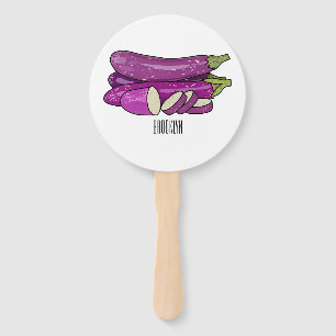 Eggplant cartoon illustration hand fan