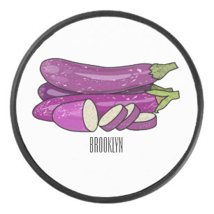 Eggplant cartoon illustration hockey puck