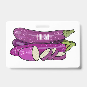 Eggplant cartoon illustration ID badge