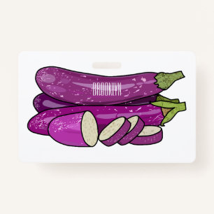 Eggplant cartoon illustration ID badge