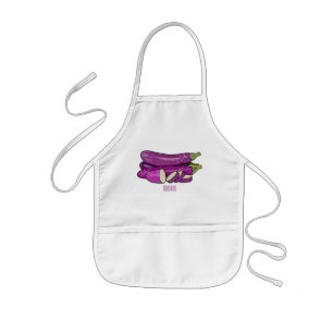 Eggplant cartoon illustration kids apron