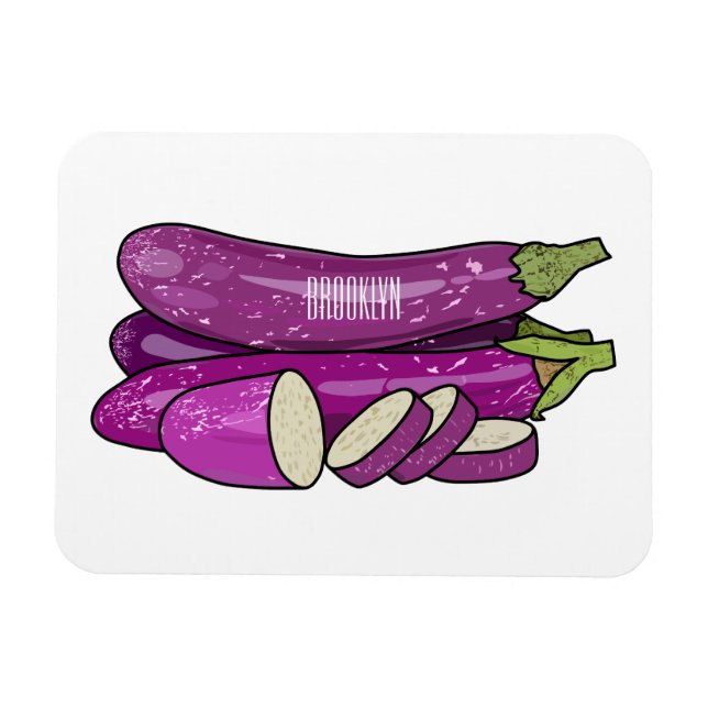 Eggplant cartoon illustration magnet (Horizontal)