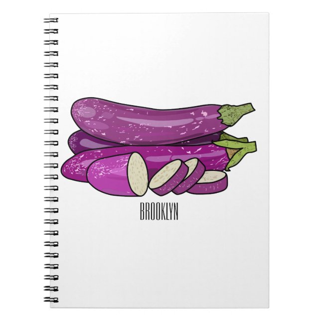 Eggplant cartoon illustration notebook (Front)