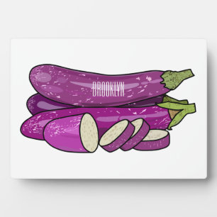 Eggplant cartoon illustration plaque