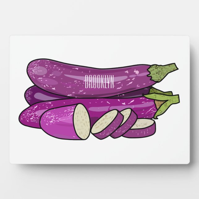 Eggplant cartoon illustration plaque (Front)