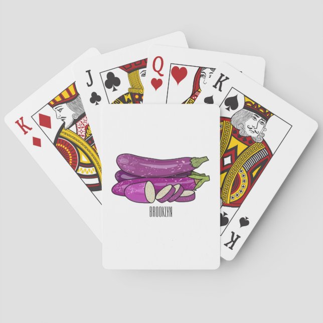 Eggplant cartoon illustration playing cards (Back)