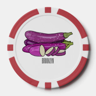 Eggplant cartoon illustration poker chips