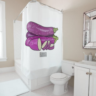 Eggplant cartoon illustration shower curtain
