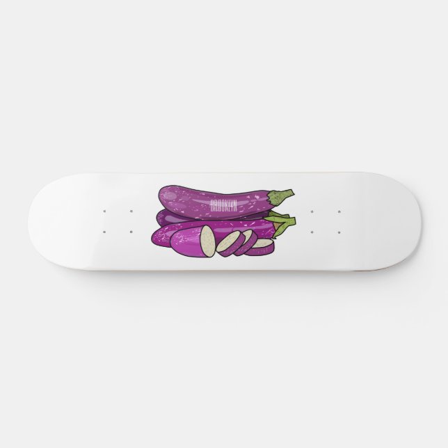 Eggplant cartoon illustration skateboard (Horz)