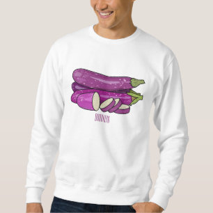 Eggplant cartoon illustration sweatshirt