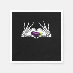 Eggplant Classic - Skeleton Hands Heart Napkin