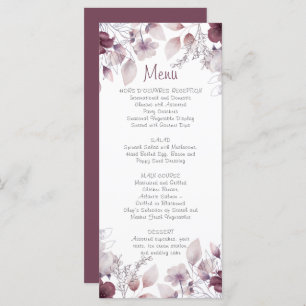 Eggplant, Dusty Purple, Mauve Pink Floral Menu
