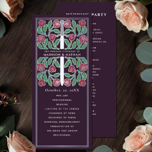 Eggplant Floral Silver Sword Royal Wedding Programme