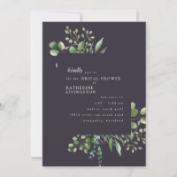 Eggplant Foliage Bridal Shower Invitation