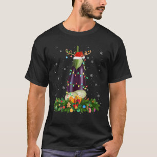 Eggplant Fruit Lover Reindeer Santa Hat Eggplant C T-Shirt