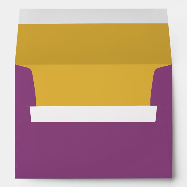 Eggplant Gold Insert Wedding Envelope (Back (Bottom))