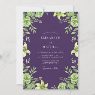 Eggplant Lime Leaf Wedding Invitation