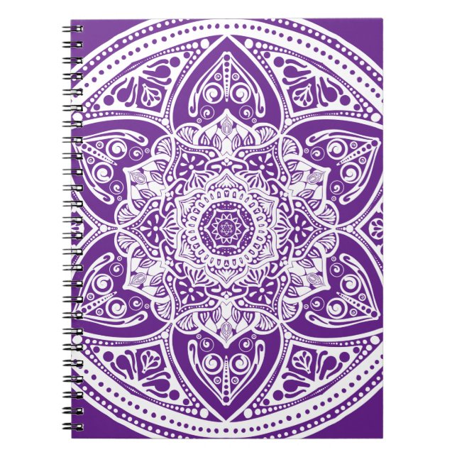 Eggplant Mandala Spiral Notebook (Front)