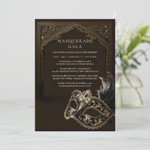 Eggplant Masquerade Elegant Gold Corporate Gala Invitation
