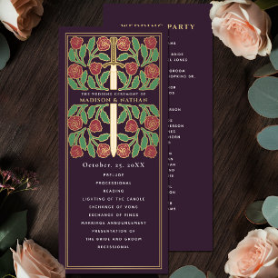 Eggplant Mediaeval Gold Floral Sword Royal Wedding Programme