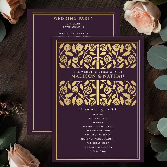 Eggplant Mediaeval Gold Sword Royal Wedding Programme (Creator Uploaded)