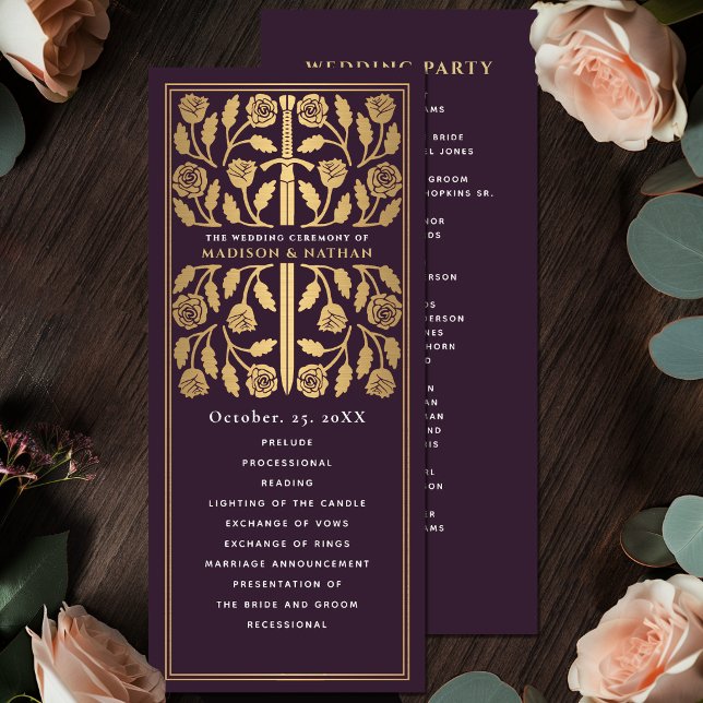 Eggplant Mediaeval Gold Sword Royal Wedding Programme (Creator Uploaded)