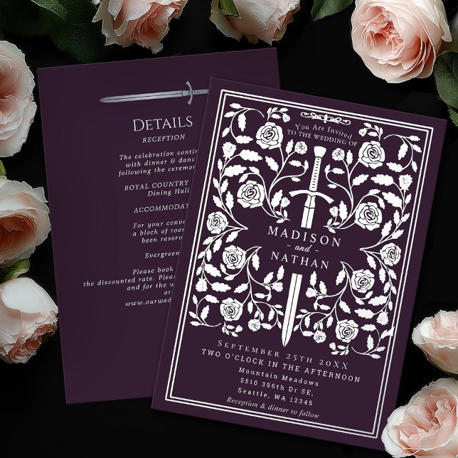 Eggplant Mediaeval Silver Sword Wedding Details (Creator Uploaded)