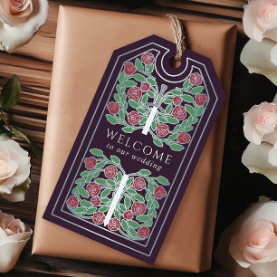 Eggplant Mediaeval Silver Sword Wedding Welcome Gift Tags
