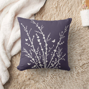 Eggplant Minimal Butterflies and Branches Cushion
