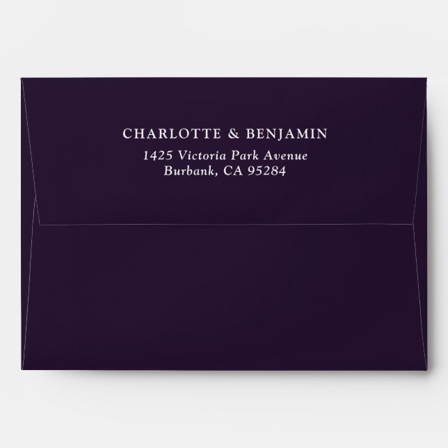 Eggplant Modern Custom Wedding 5.25x7.25 Envelope (Back (Top Flap))
