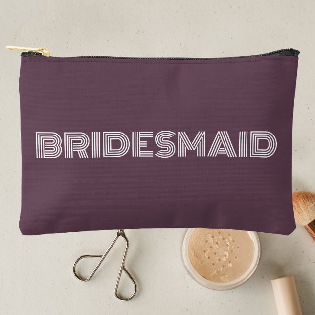 Eggplant Modern Typography Bridesmaid Accessory Pouch (In Situ Makeup)