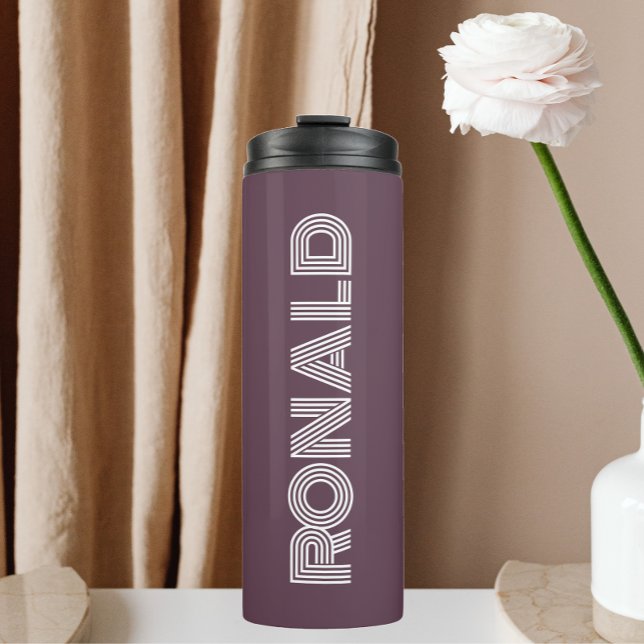Eggplant Modern Typography Personalised Thermal Tumbler (In Situ)