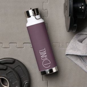Eggplant Modern Typography Personalised Water Bottle