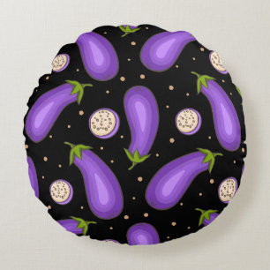eggplant pattern, round cushion