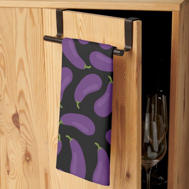 Eggplant Pattern  Tea Towel (Thirds Fold)