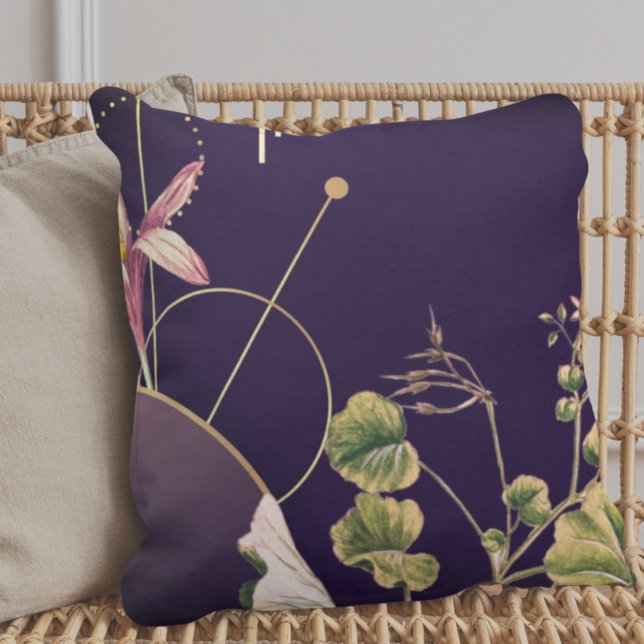 Eggplant Plum Artistic Abstract Botanical Cushion (Creator Uploaded)