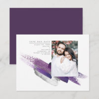 Eggplant Purple and Silver Save the Date Photo