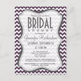 Eggplant Purple Chevron; zig zag Invitation Postcard