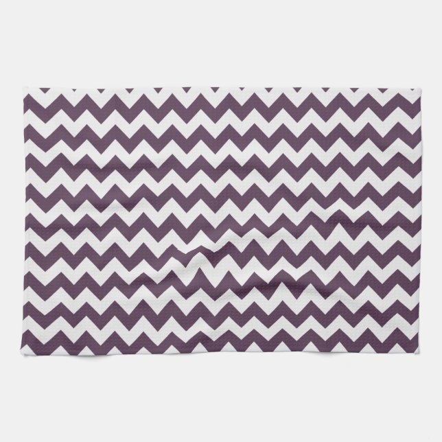 Eggplant Purple Chevron; zig zag Tea Towel (Horizontal)